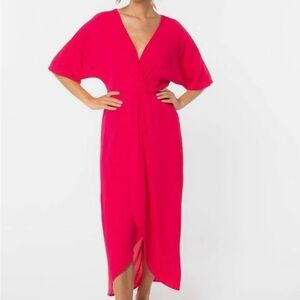 Elegant Pink Wrap Dress